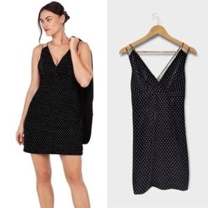 Express Strappy Velvet Black Glitter Dotted Dress